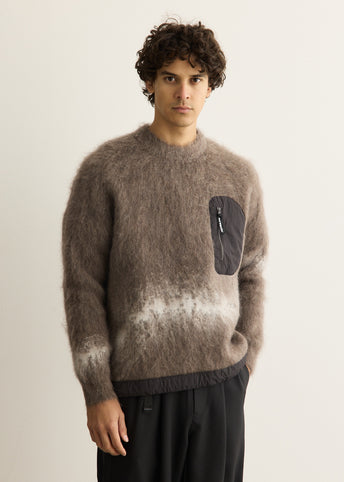 Jacquard Shaggy Knit Crew Neck