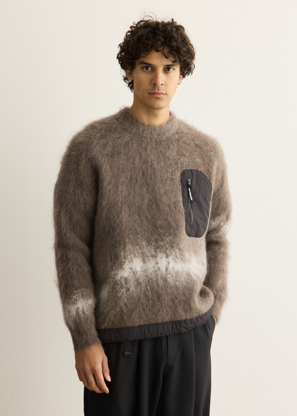 Jacquard Shaggy Knit Crew Neck