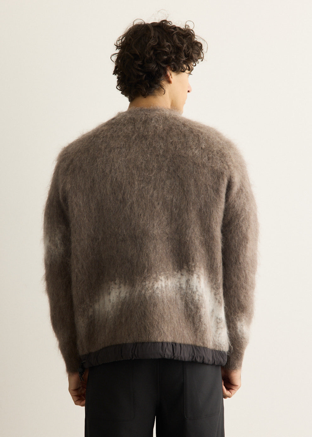 Jacquard Shaggy Knit Crew Neck