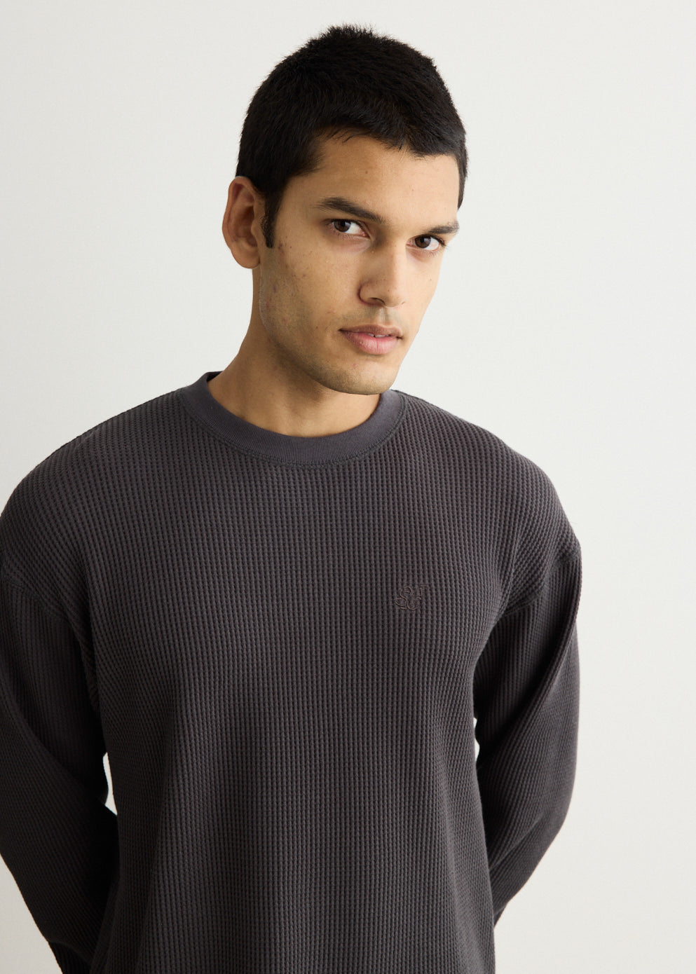 Alex Heavy Waffle Relaxed Long Sleeve T-Shirt