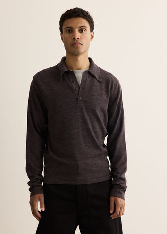 Long Sleeve Knitted Polo Top