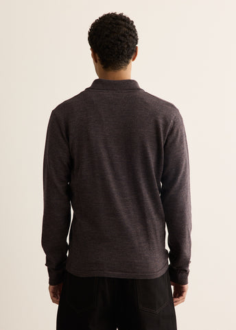 Long Sleeve Knitted Polo Top