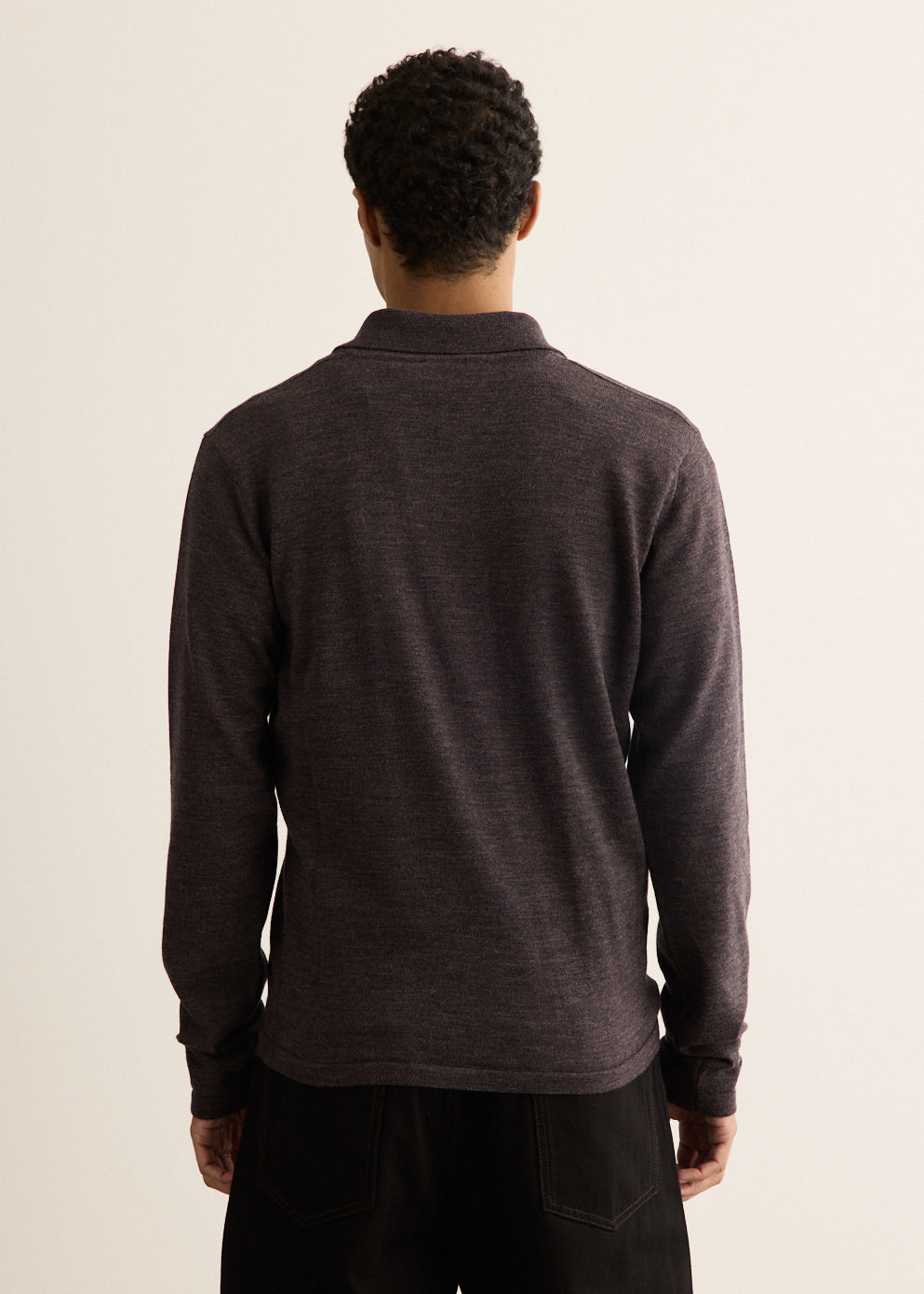 Long Sleeve Knitted Polo Top