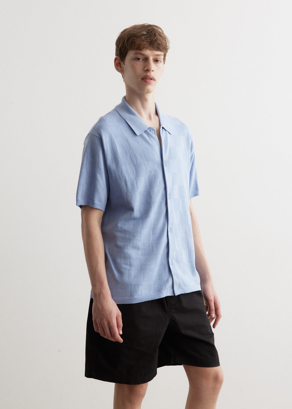 Kenneth Checkerboard Knit Short Sleeve Shirt