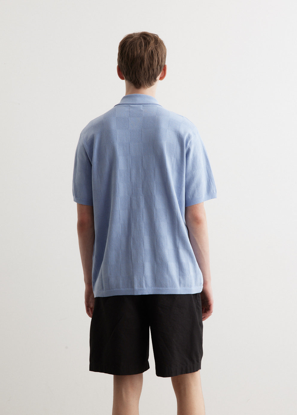 Kenneth Checkerboard Knit Short Sleeve Shirt