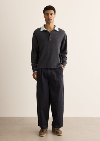 Melton Long Sleeve Double Layer Polo