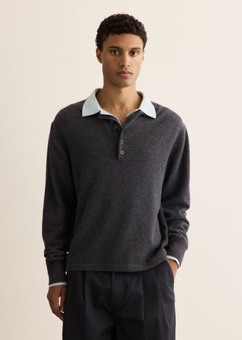 Melton Long Sleeve Double Layer Polo