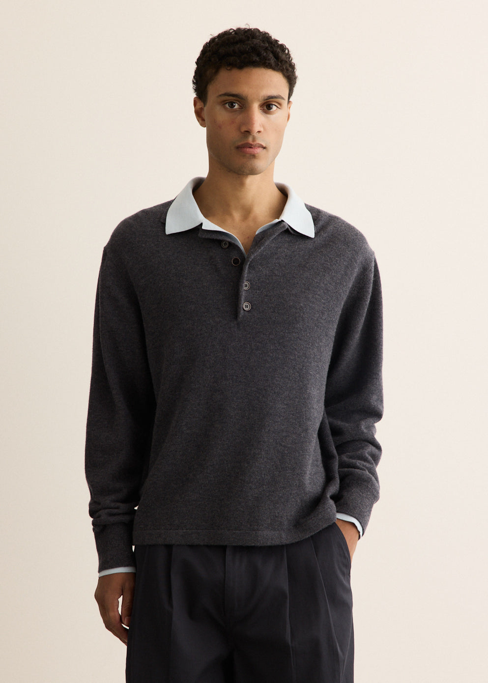 Melton Long Sleeve Double Layer Polo