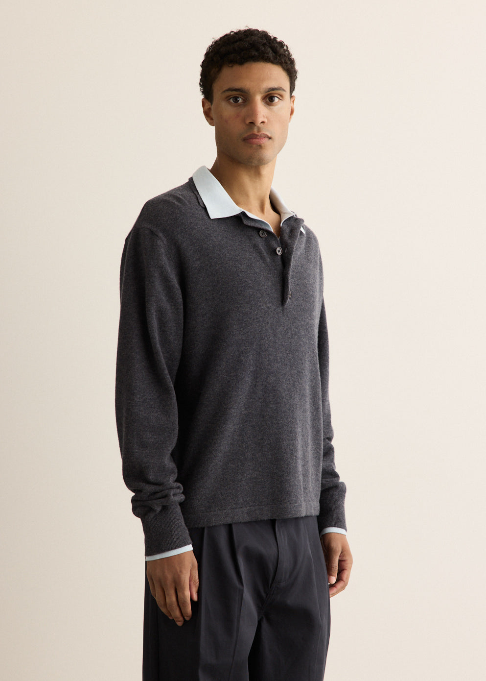 Melton Long Sleeve Double Layer Polo