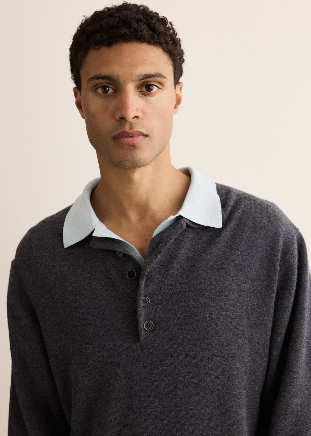 Melton Long Sleeve Double Layer Polo
