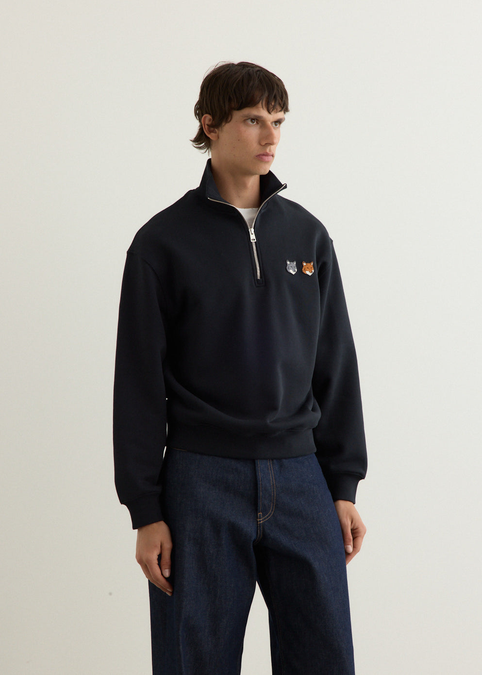 Double Fox Head Half Zip Comfort Sweatshirt