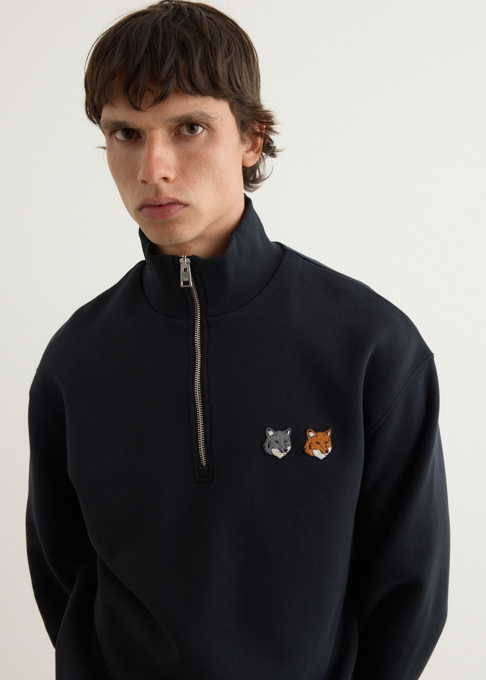 Double Fox Head Half Zip Comfort Sweatshirt