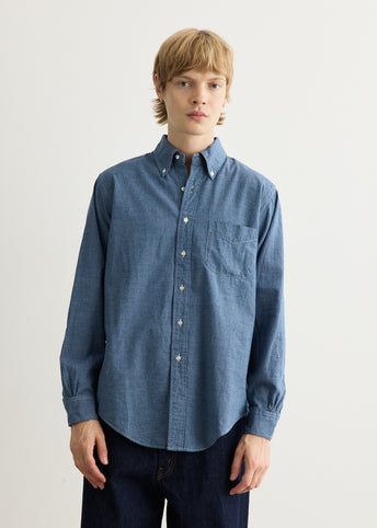 Small Check Indigo Chambray Standard Button Down Shirt