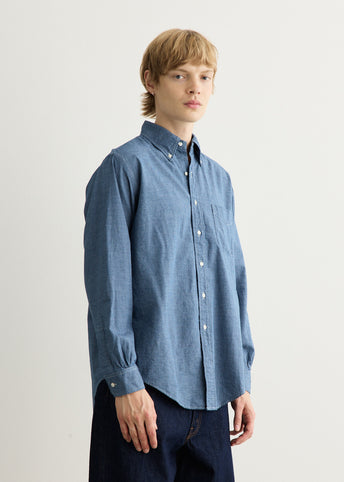Small Check Indigo Chambray Standard Button Down Shirt