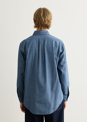 Small Check Indigo Chambray Standard Button Down Shirt