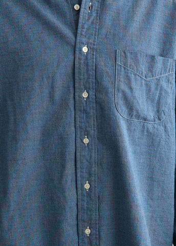 Small Check Indigo Chambray Standard Button Down Shirt