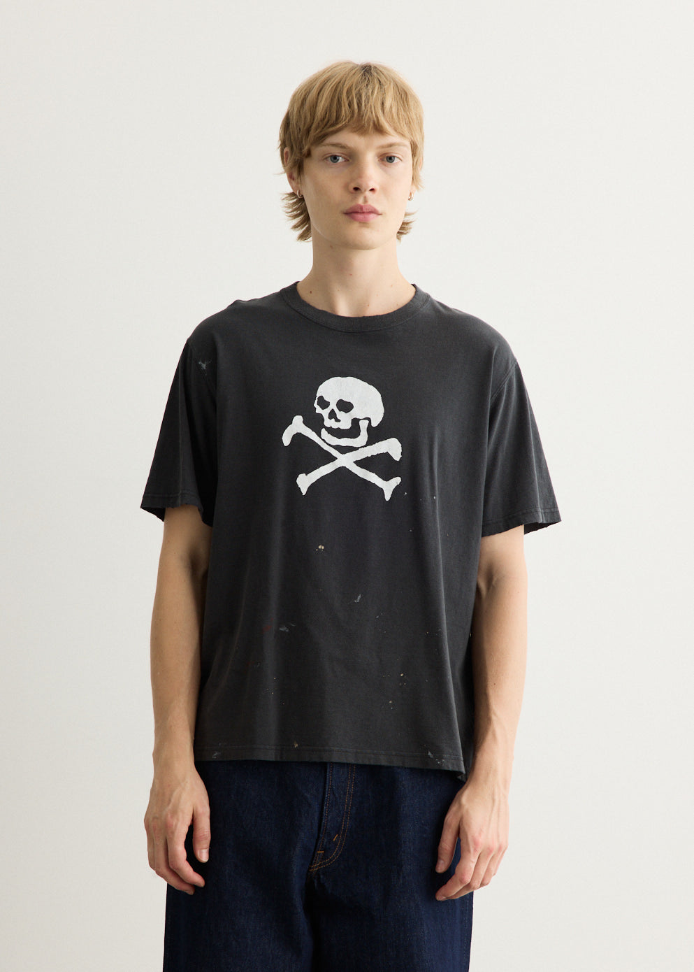 Vintage Fade Skull Print T-Shirt