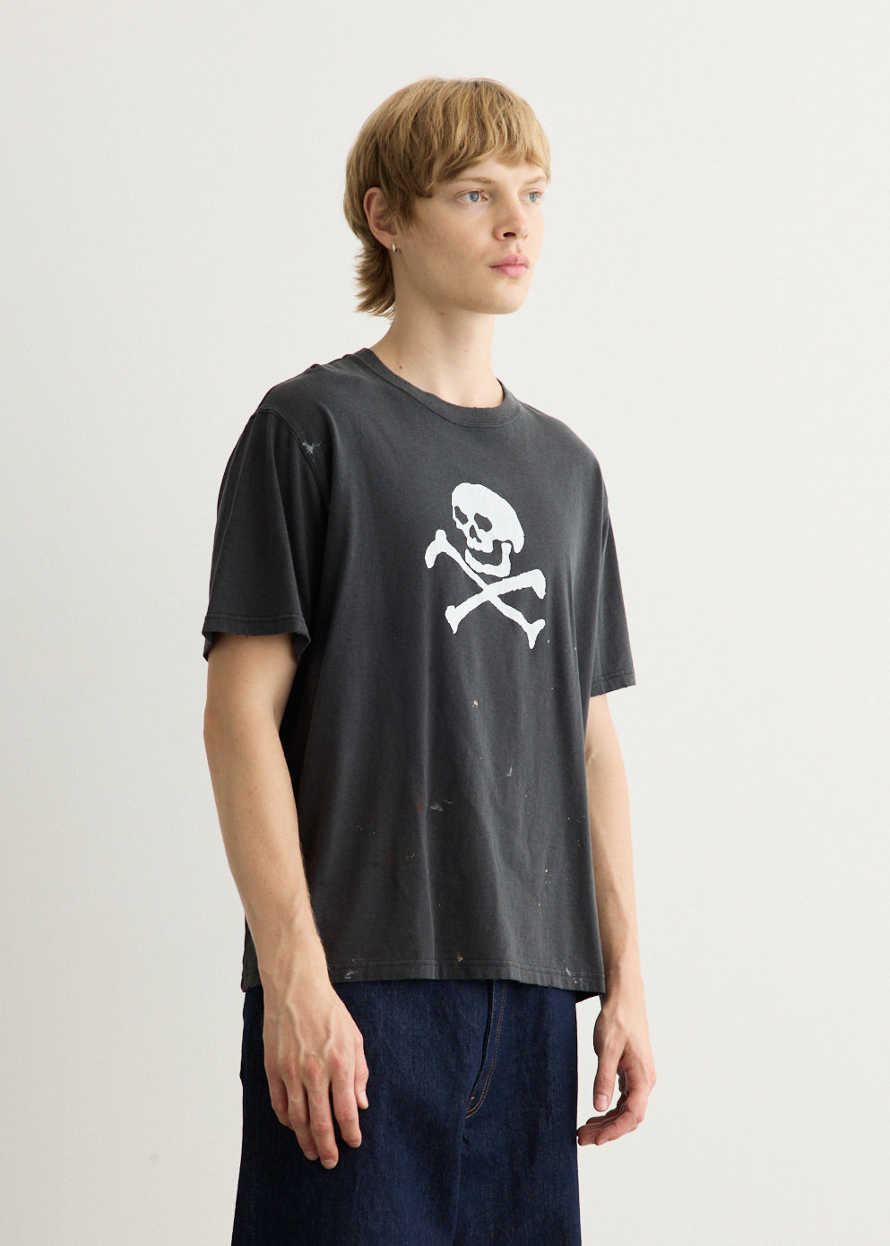 Vintage Fade Skull Print T-Shirt