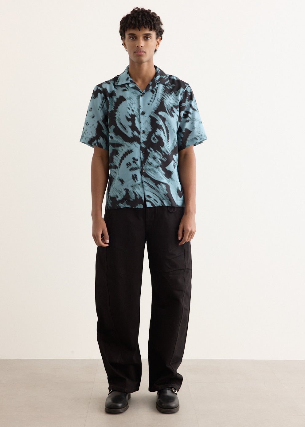 Paisley Print Silk Camp Collar Shirt