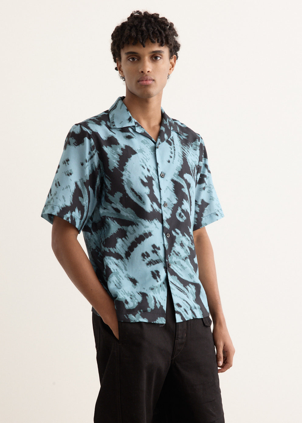 Paisley Print Silk Camp Collar Shirt