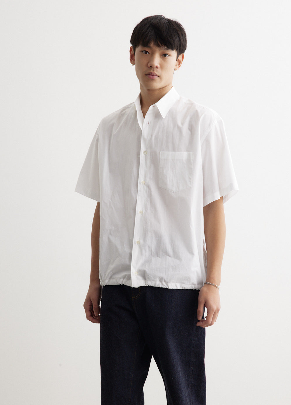 Cotton Broad Cloth Short Sleeve Toggle Shirt