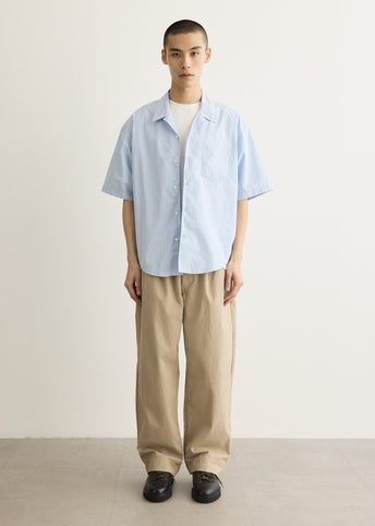 Short Sleeve Boxy Shirt With Camp Collar
