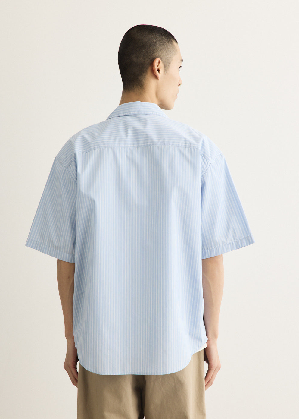 Short Sleeve Boxy Shirt With Camp Collar