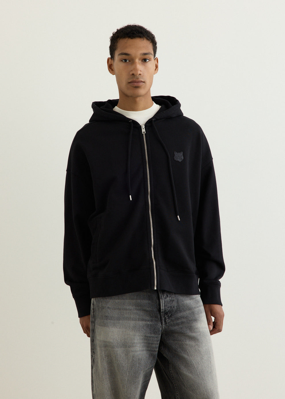 Bold Fox Head Patch Full Zip Oversized Hoodie
