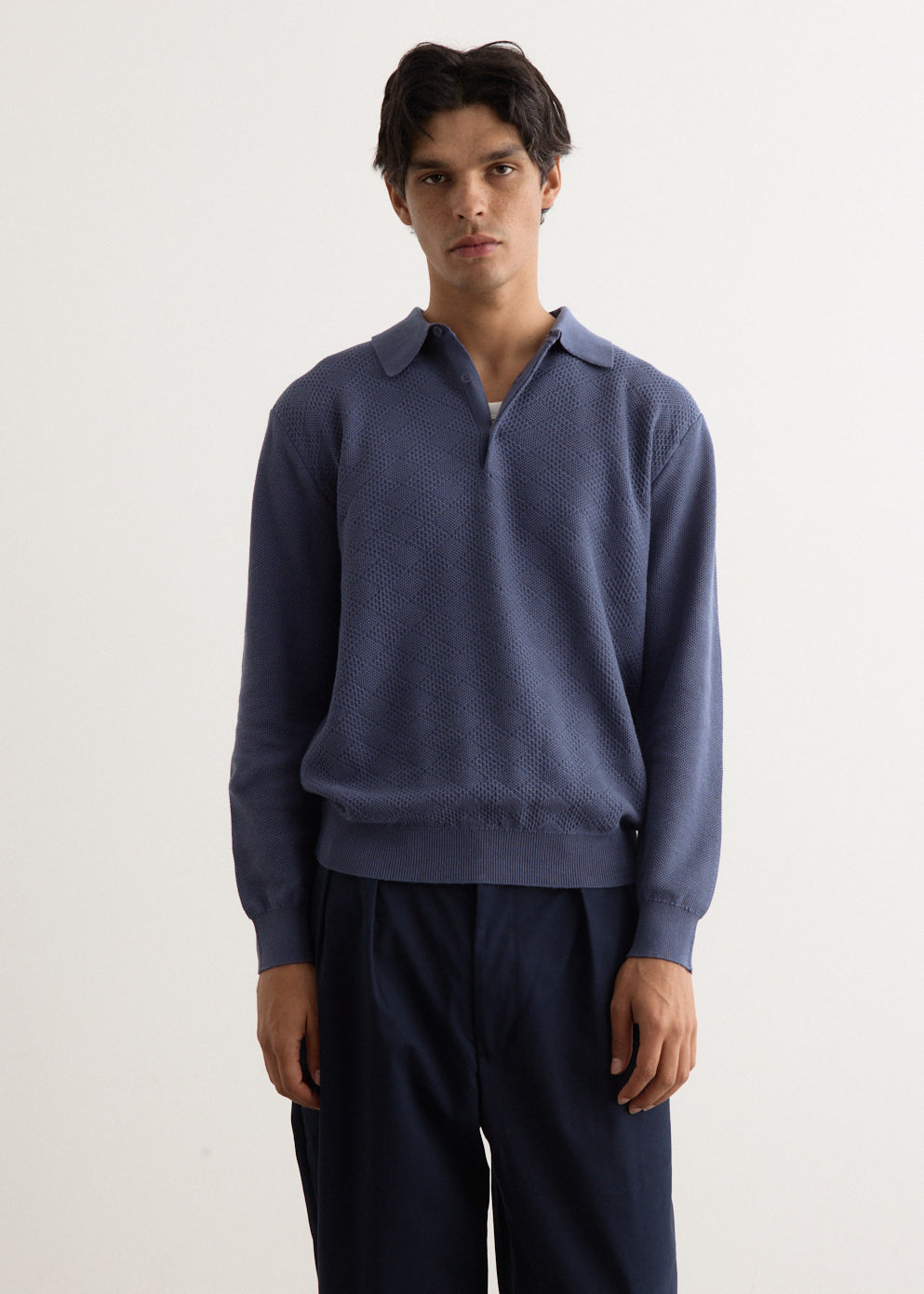 Diamond Pattern Knit Polo