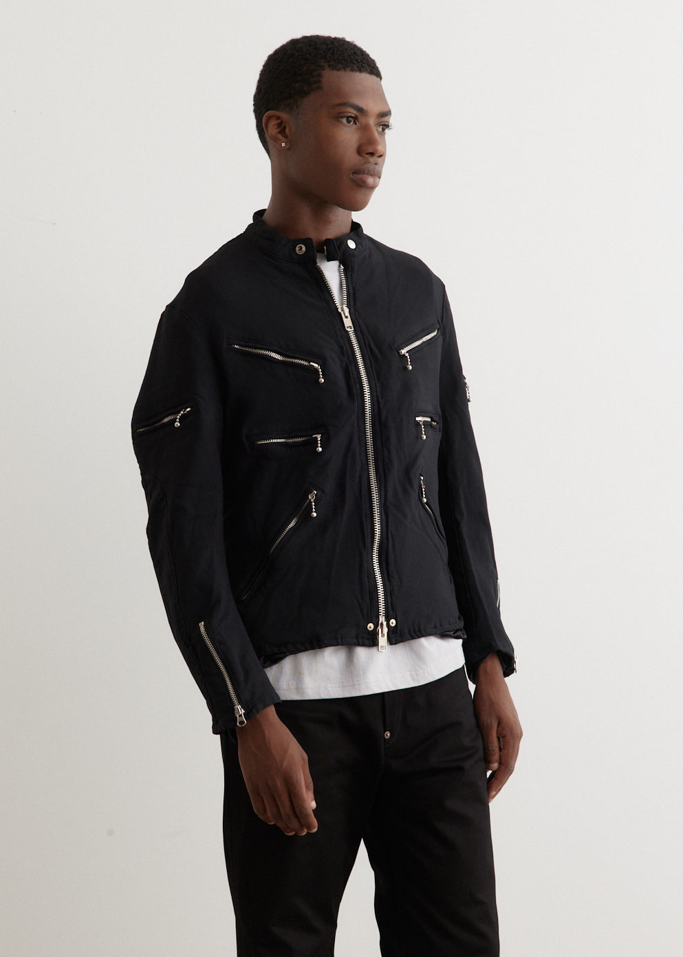 Polyester Serge Overdyed Biker Jacket