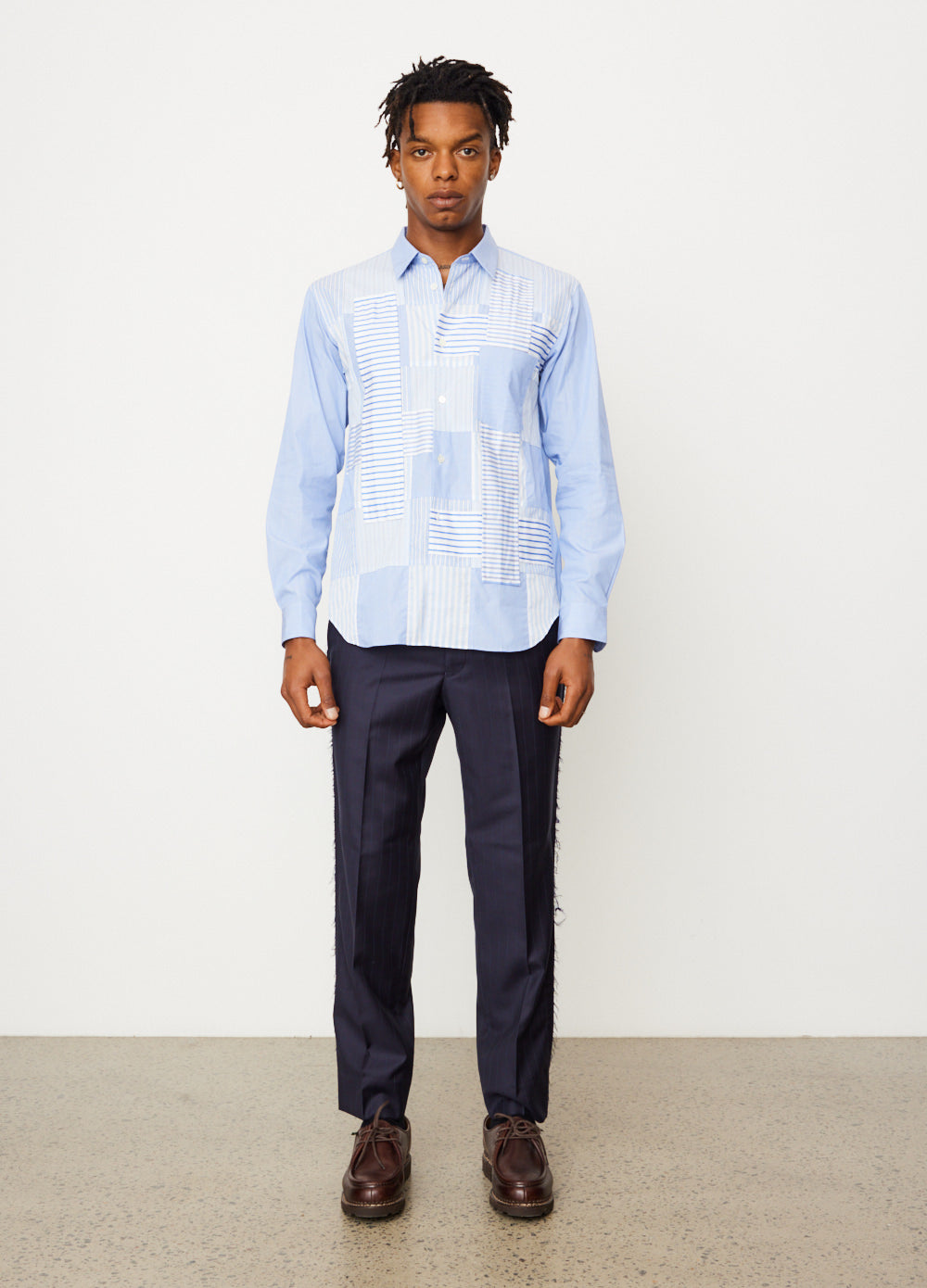 Chambray x Broad Stripe Patch Shirt