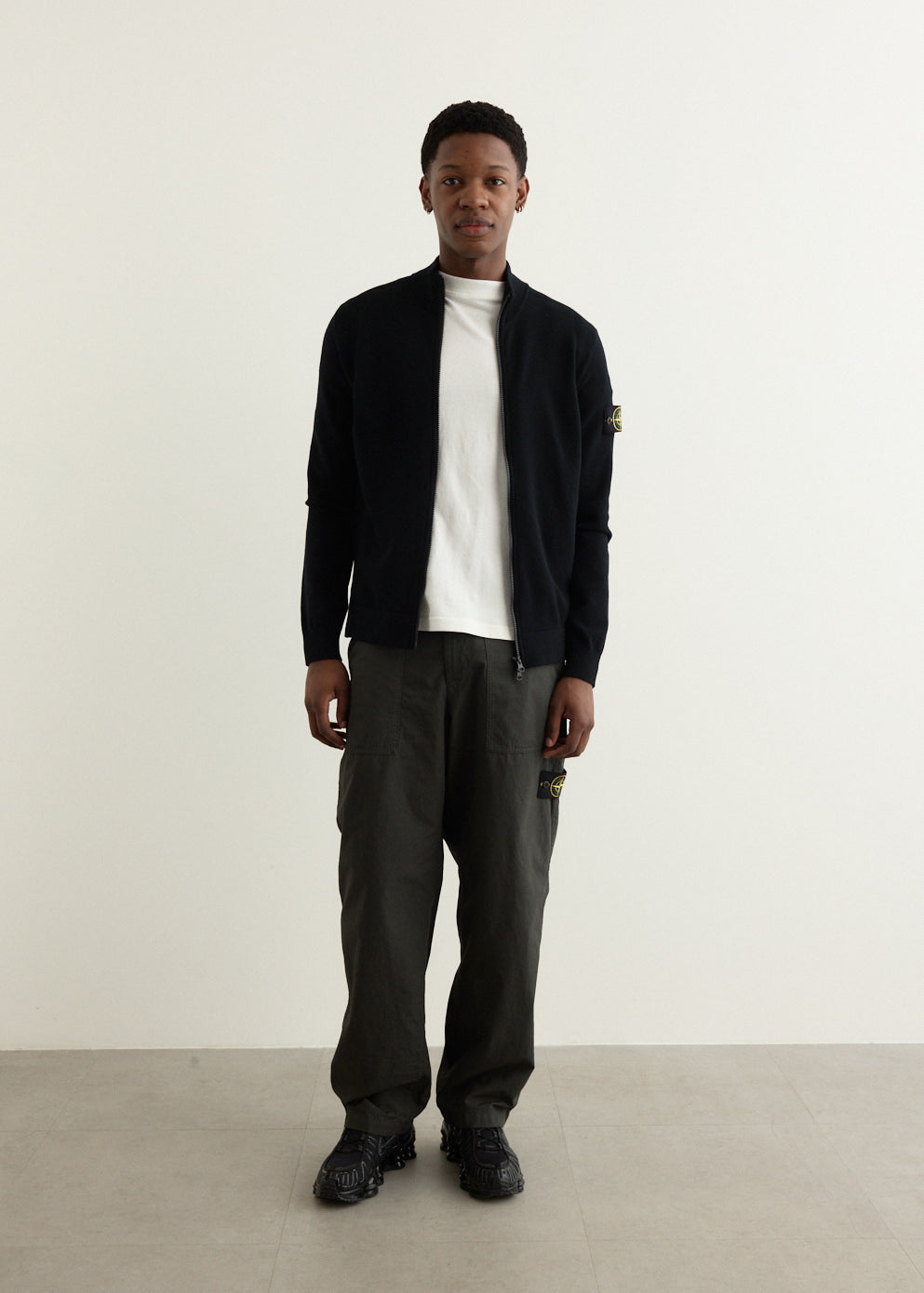 Stand Collar Zip Knit Cardigan