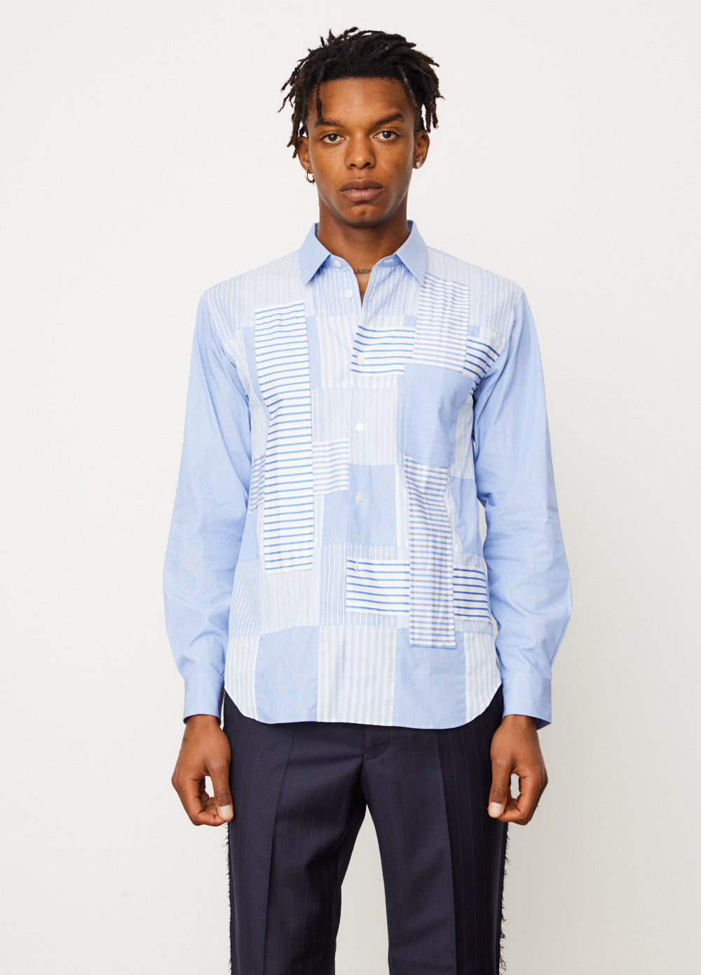 Chambray x Broad Stripe Patch Shirt