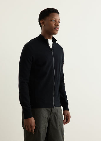 Stand Collar Zip Knit Cardigan