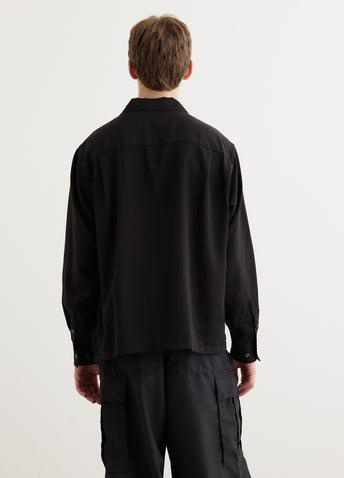Zip Pocket Rayon Long Sleeve Shirt