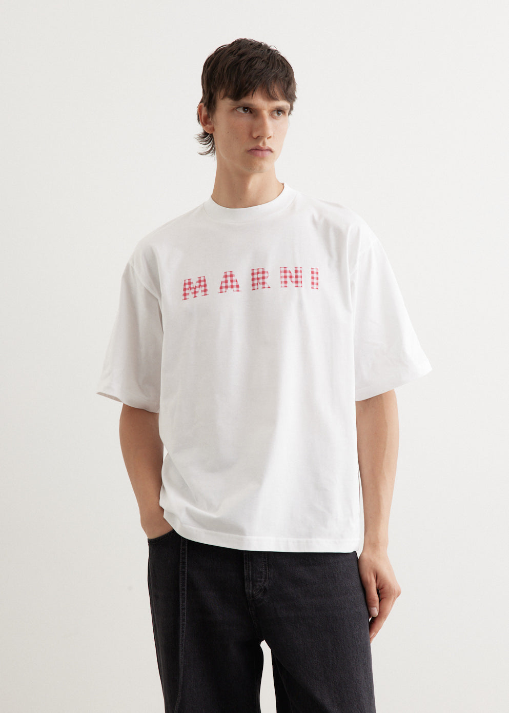 Marni - Gingham Logo T-Shirt - Tshirt logo,Specials : American Fashion Style Bags On Sale Marni - Gingham Logo T-Shirt - Tshirt logo,Specials : American Fashion Style Bags On Sale