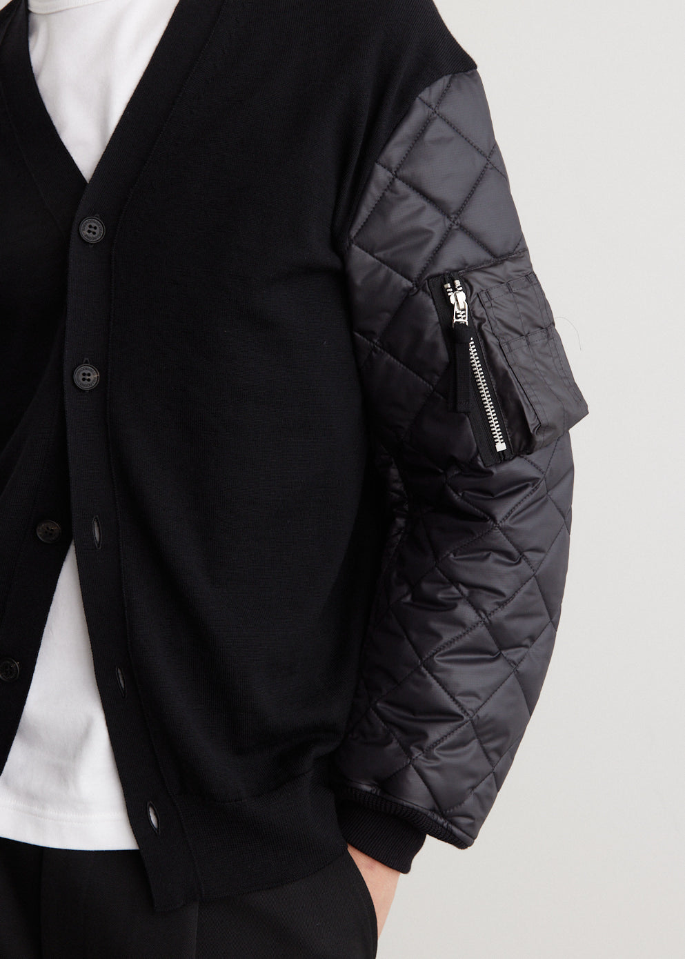 Quilted Sleeve Cardigan