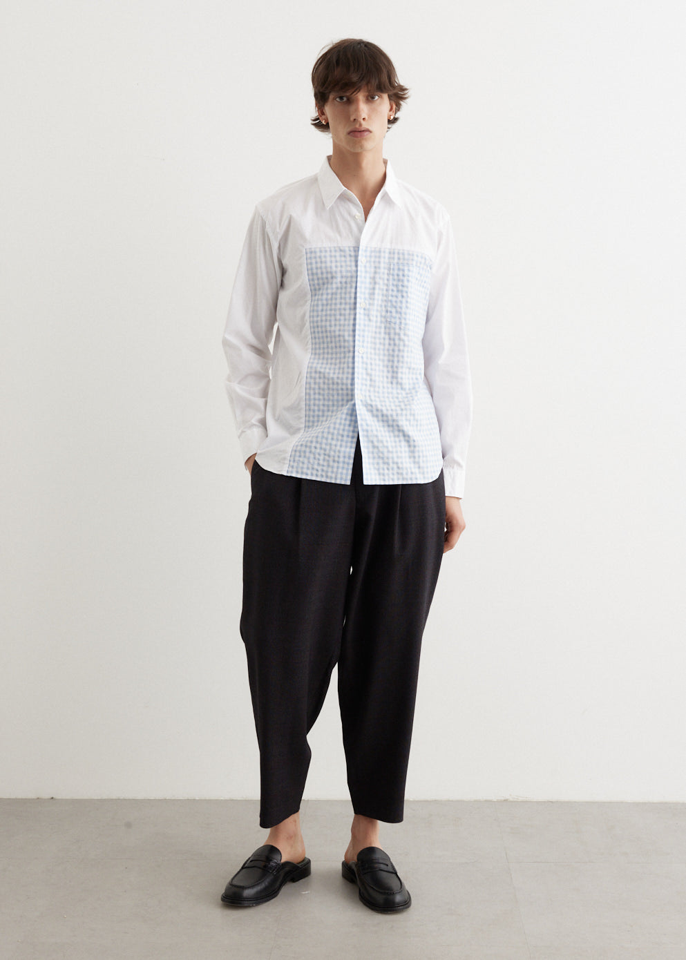 Jacquard Block Pattern Gingham Shirt