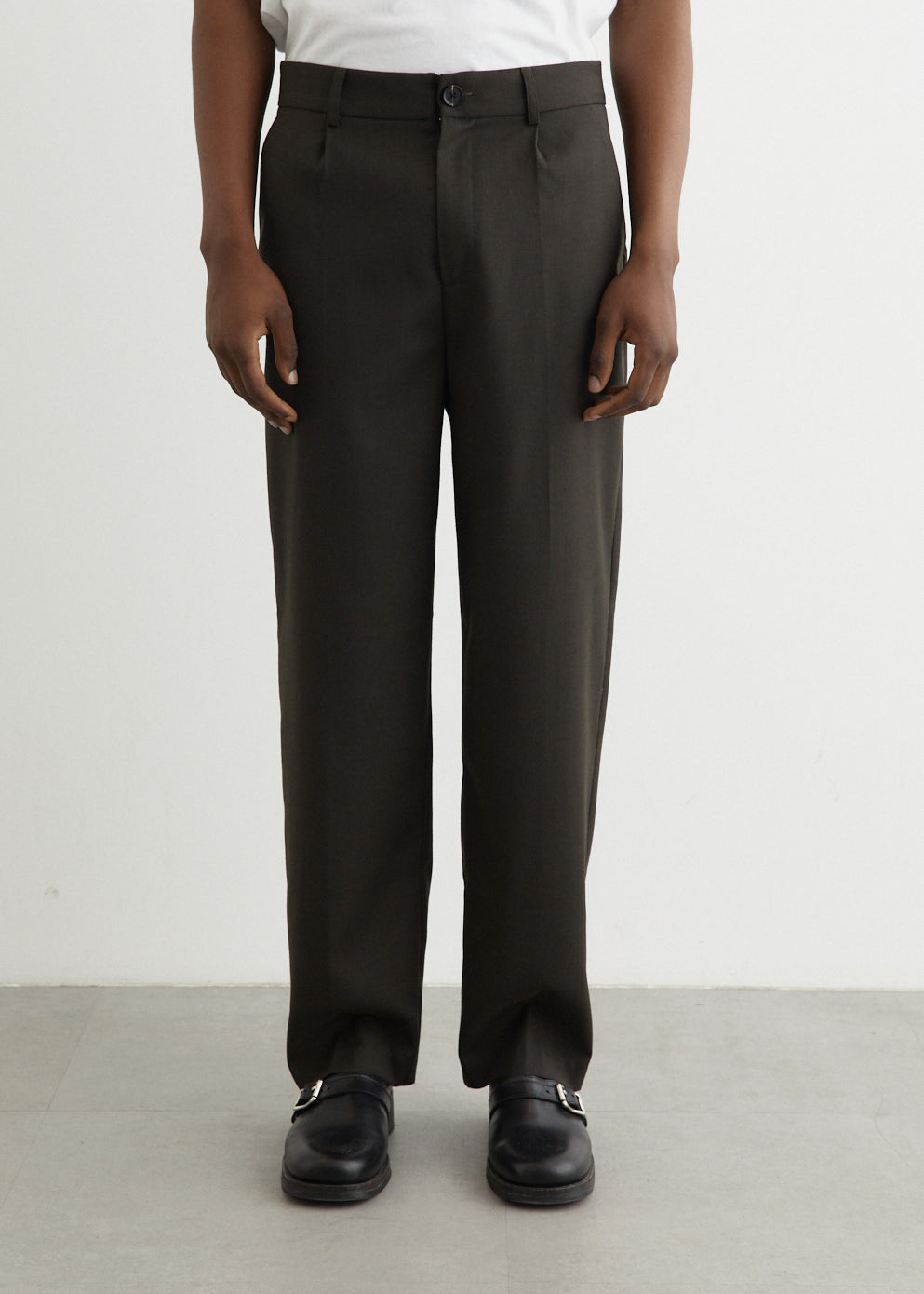 everyone polyester twill slacks ennoy 黒