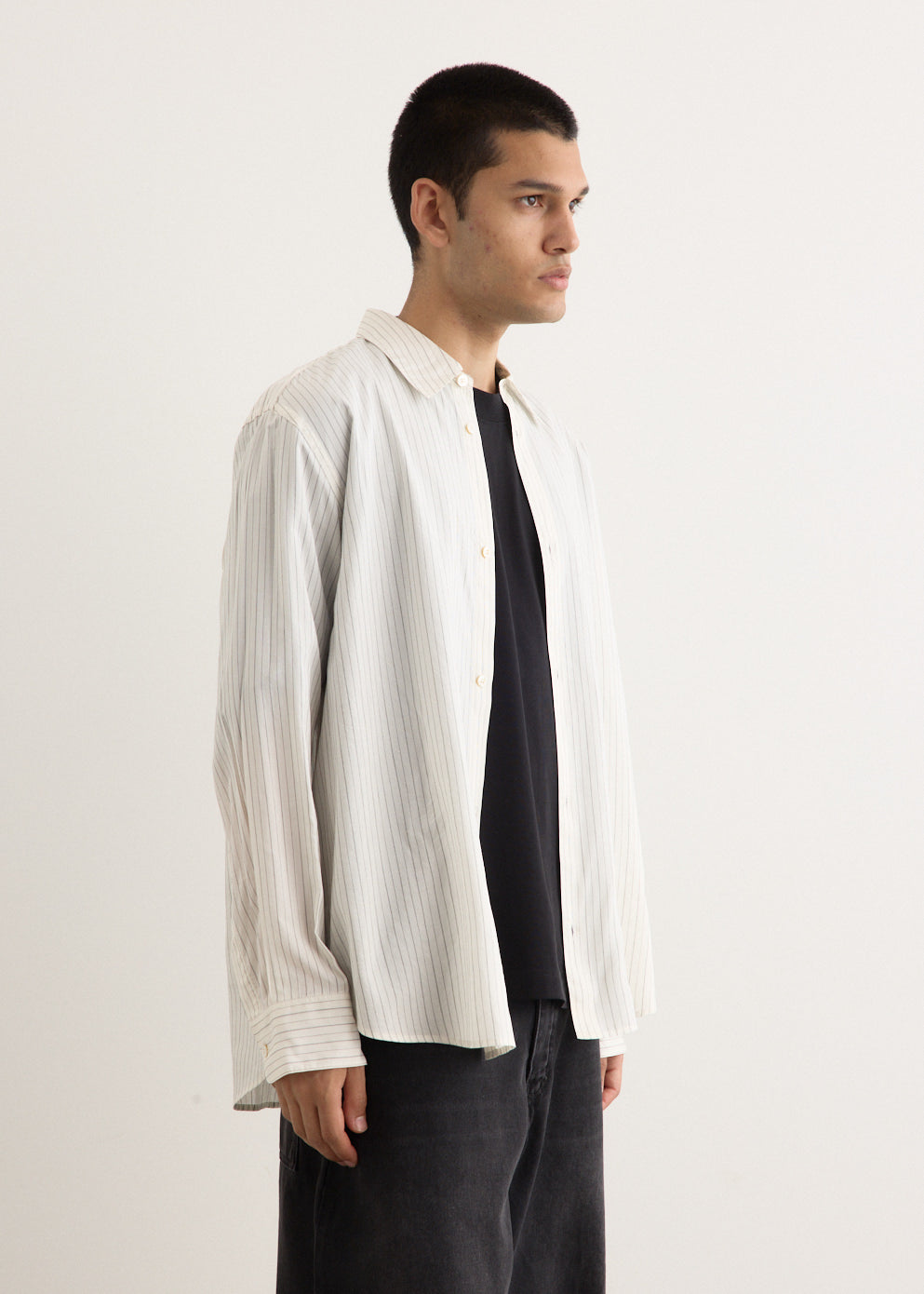 View Stripe Silk Boxy Shirt