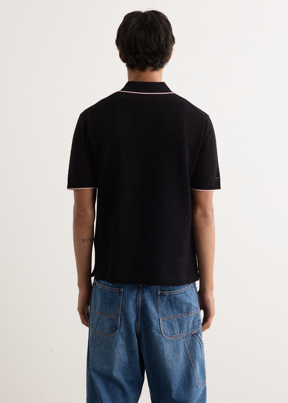 Mesh Stripe Knit Polo