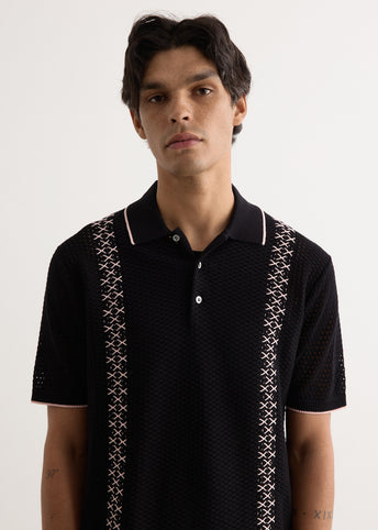 Mesh Stripe Knit Polo