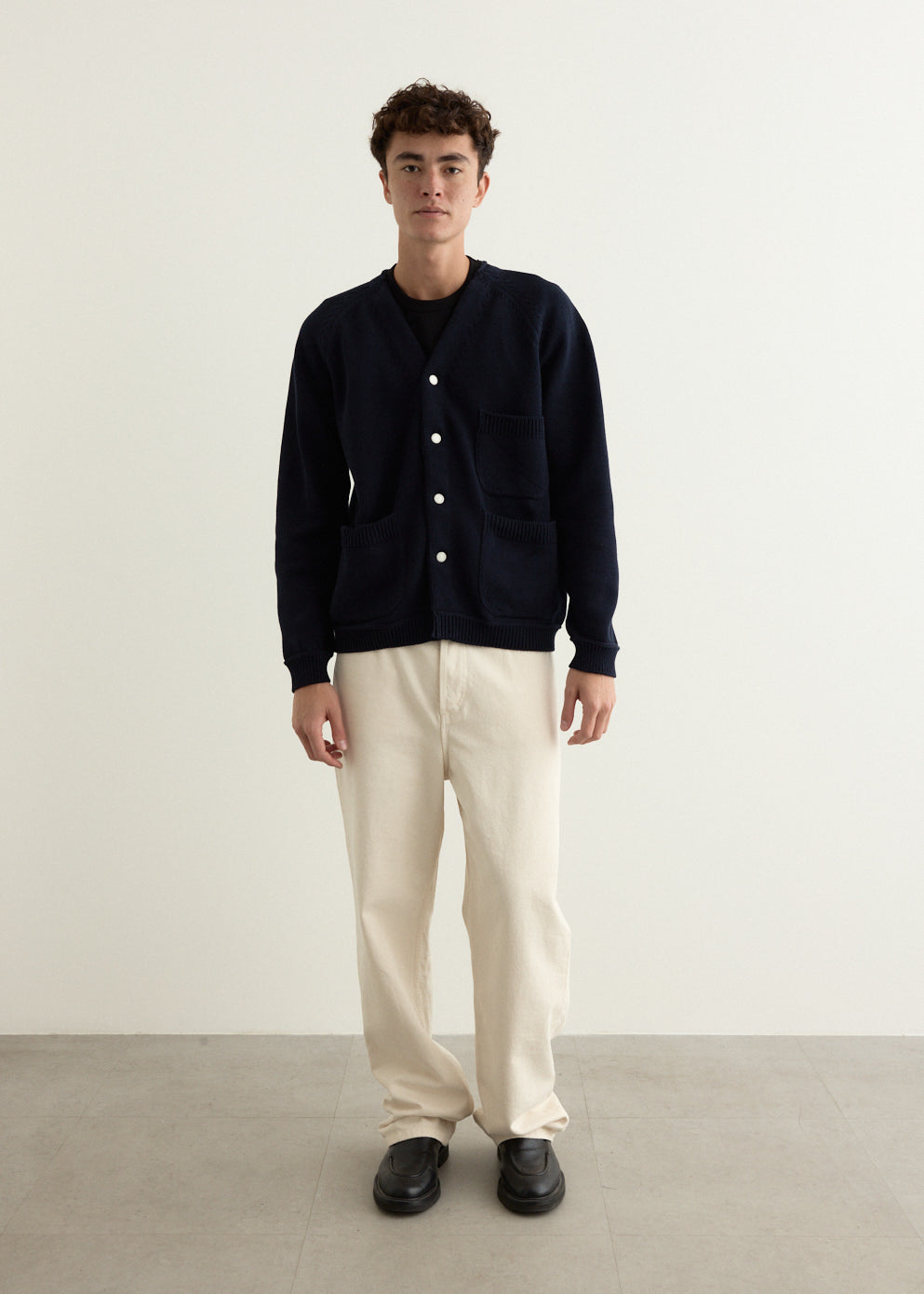 Cotton Knit Pocket Cardigan