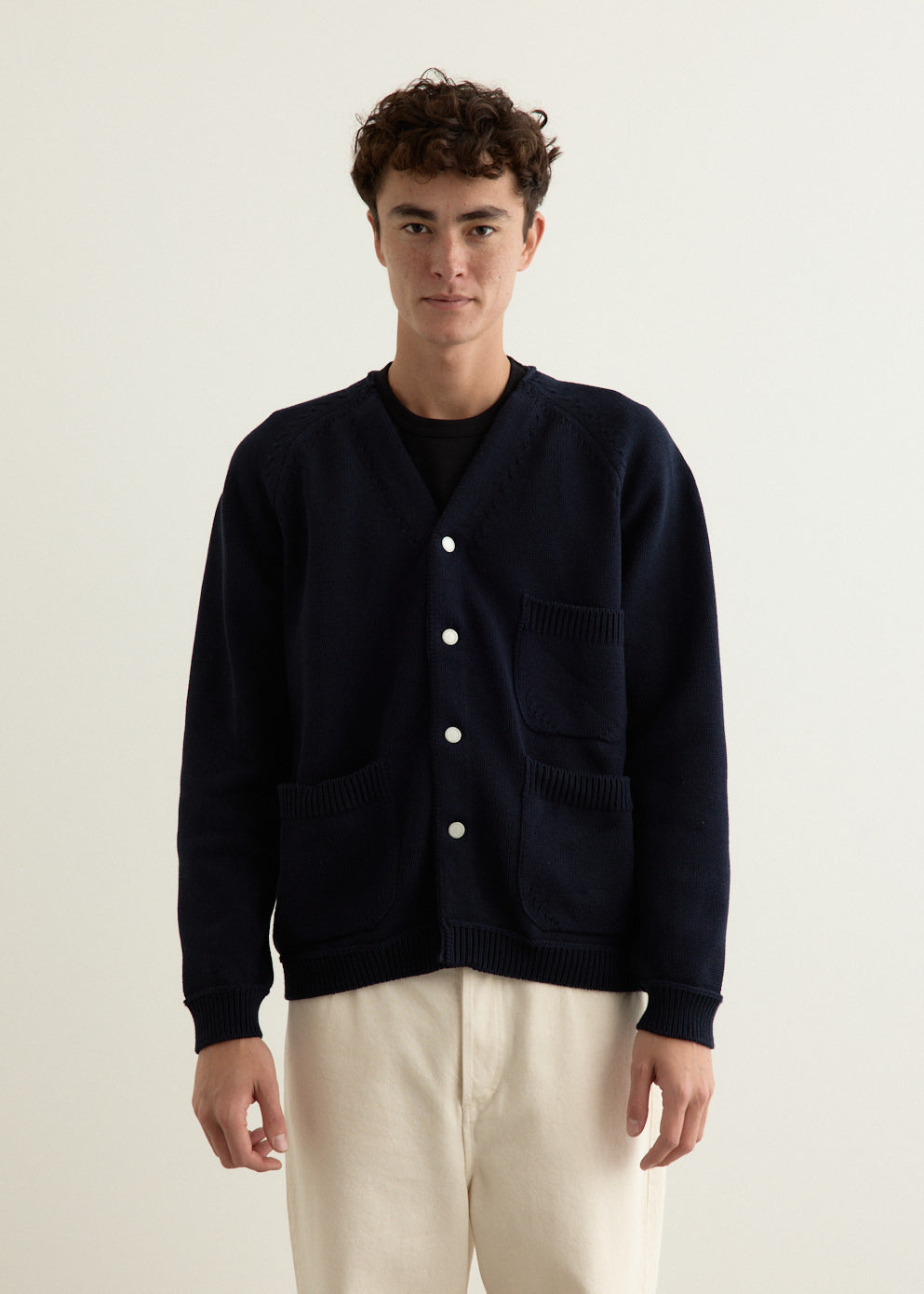 Cotton Knit Pocket Cardigan