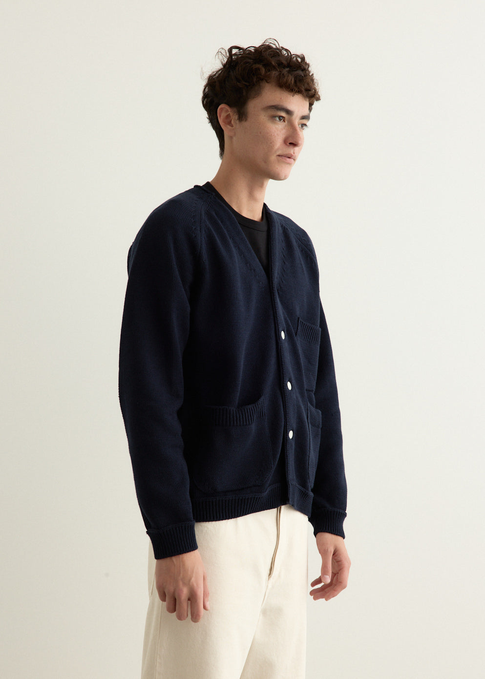 Cotton Knit Pocket Cardigan