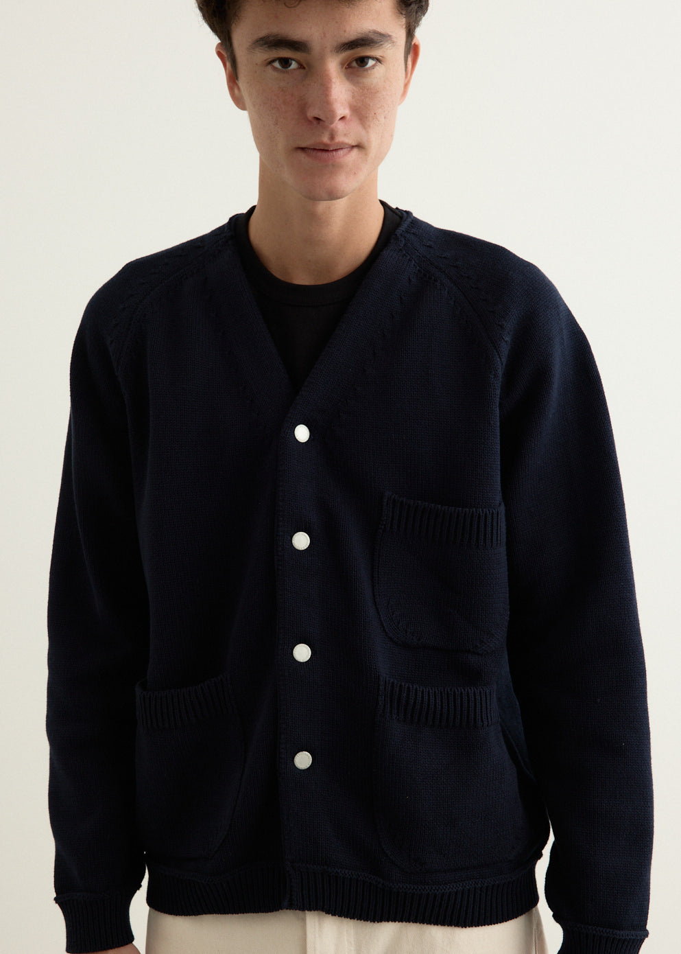 Cotton Knit Pocket Cardigan