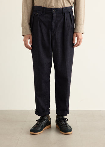 2 Pleats Tapered Denim Pants