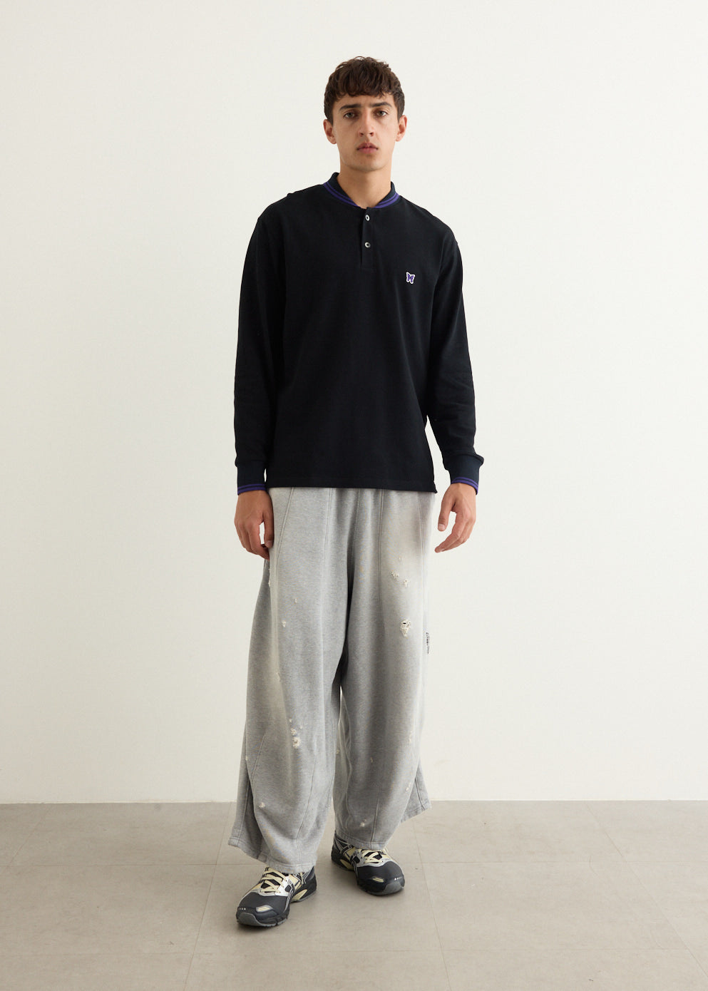Shawl Collar Long Sleeve Polo