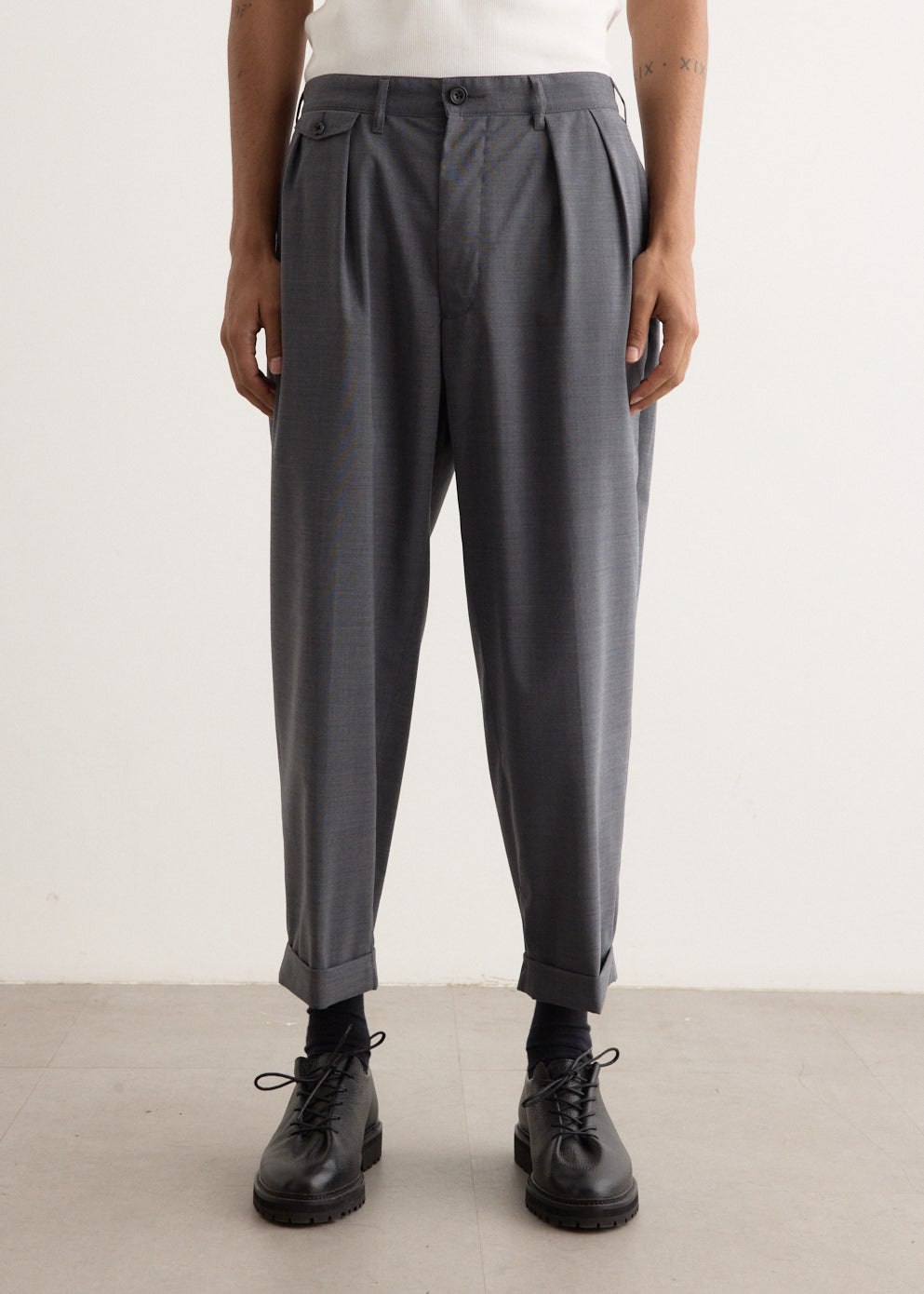 2 Pleats Wool Tropical Pants