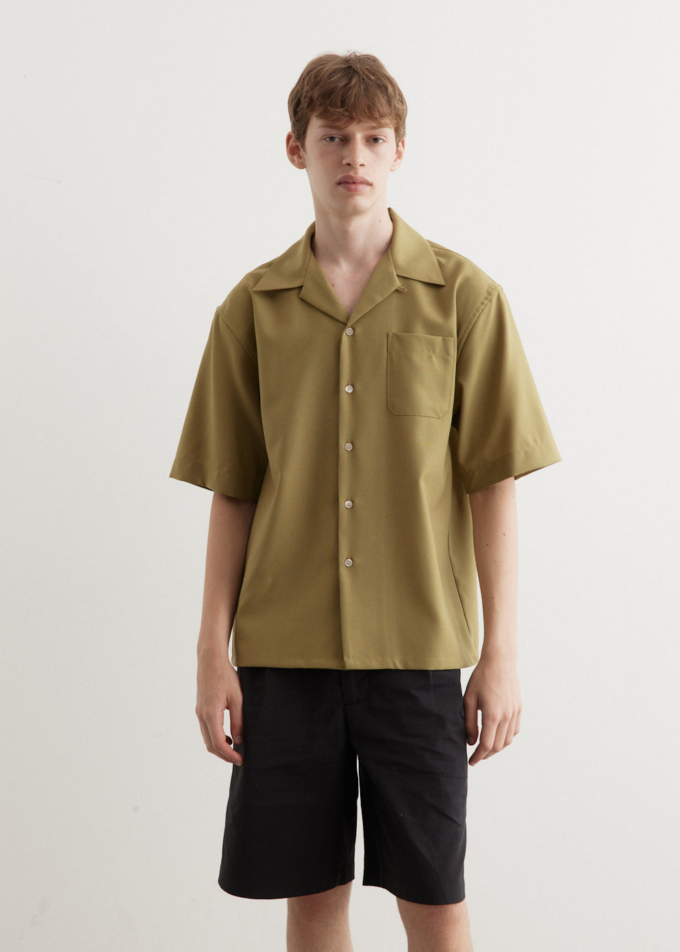 Tropical Wool Short-Sleeved Shirt